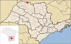 Localização de Riolândia em São Paulo