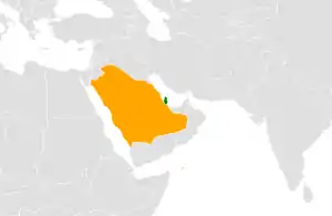 Mapa indicando localização da Arábia Saudita e do Catar.