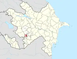 Mapa do Azerbaijão mostrando o distrito de Shusha