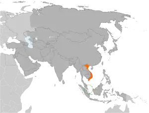 Mapa indicando localização de Singapura e do Vietnã.