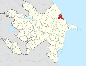 Mapa do Azerbaijão mostrando o distrito de Siazan