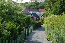 Casinhas de tempos livres (kolonistugor) junto à Slottsskogen