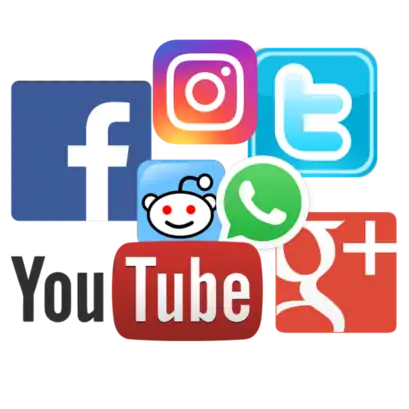 Exemplos de mídias sociais.