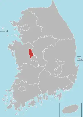 Localização de Sejong na Coreia do Sul