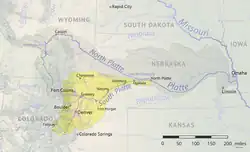 Mapa do rio South Platte