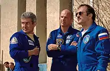 A tripulação no Cosmódromo de Baikonur.