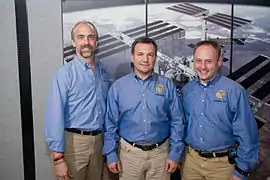 Da esquerda para direita: Richard Garriott, Yuri Lonchakov, Michael Fincke