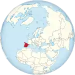 Map showing Spain in an orthographic projection