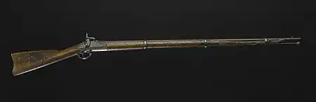 Um exemplar original do Springfield Model 1863 usado na Guerra Civil pelo soldado Elisha Stockwell, Jr.