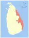 Map indicating the extent of Eastern Province within Sri Lanka