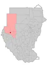 Localização de El-Fasher, no estado de Darfur do Norte, no antigo Sudão