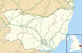 Mapa de Suffolk e da sua localização no Reino Unido