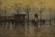 Sur le quais de Paris, aquarela sobre tela