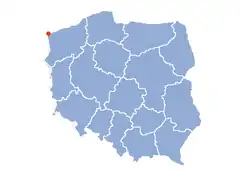 Localização de Świnoujście na Polónia