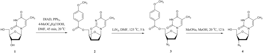 Síntese de AZT com timidina