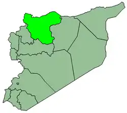Map of Syria with Alepo highlighted.