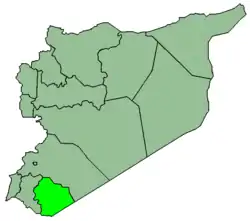 Map of Syria with Sueida highlighted.