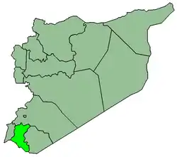 Map of Syria with Dara highlighted.