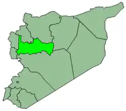 Map of Syria with Hama highlighted.