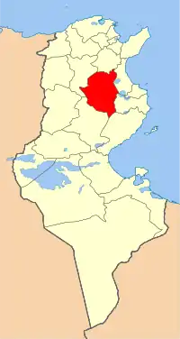 Localização da província de Cairuão na Tunísia