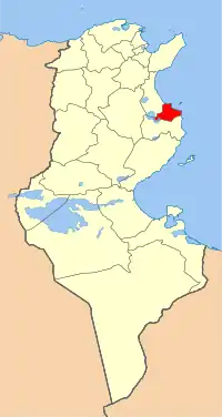 Localização da província de Monastir na Tunísia