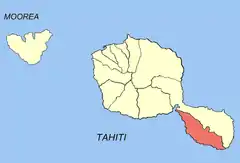 Localização da comuna de Taiarapu-Ouest (a vermelho) nas ilhas de Barlavento.