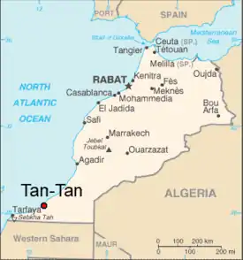 Localização de Tan-Tan em Marrocos