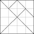 5. Traçar uma diagonal partindo da metade da diagonal do passo (3) até o canto inferior esquerdo do quadrado.