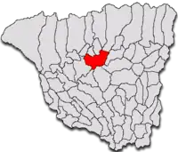 Localização de Târgu Jiu no mapa do distrito de Gorj