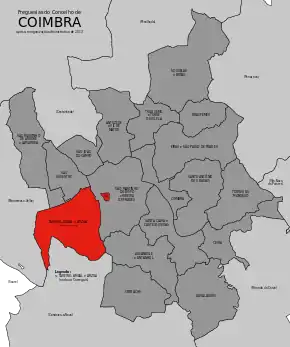 Localização no município de Coimbra