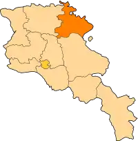 Mapa da província arménia de Tavush