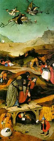 The left panel: The Flight and Failure of St Anthony