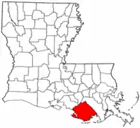 Localização da paróquia no Estado de Louisiana
