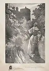 "Ele está parado ali! — mas alto, além do gramado e no topo da torre"