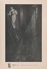 "Segurando a minha vela no alto, até que eu o vi dentro da vista da janela"