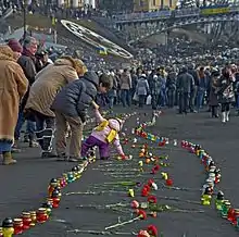 Em memória dos que morreram em Euromaidan. Ynstytutska triq. Kiev. 24.02.2014
