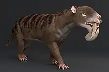 reconstrução de Thylacosmilus