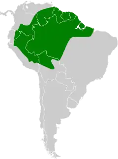 Distribuição do bico-chato-da-copa na América do Sul
