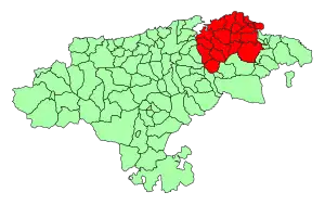 Mapa da comarca na Cantábria