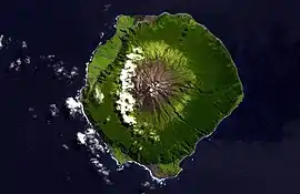 Imagem de satélite da ilha de Tristão da Cunha.