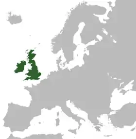 Localização de Grã-Bretanha e Irlanda