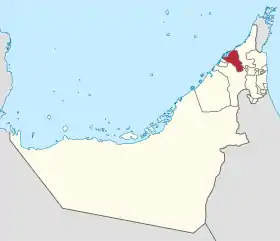 Localização do Emirado de Caluão nos EAU