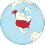 Map showing the United States in an orthographic projection