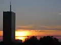Vista da Torre Ušće ao pôr do sol