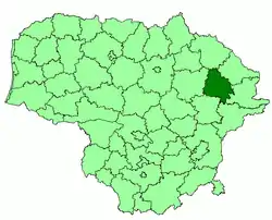 Localização do município distrital de Utena na Lituânia