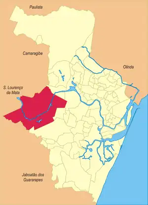 Localização do bairro da Várzea na cidade do Recife