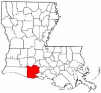 Localização da paróquia no Estado de Louisiana