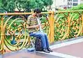 Músico de rua tocando no Viaduto Santa Ifigênia