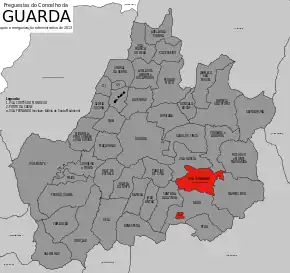 Localização no município de Guarda