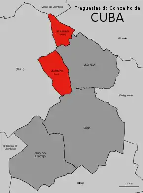 Localização no município de Cuba